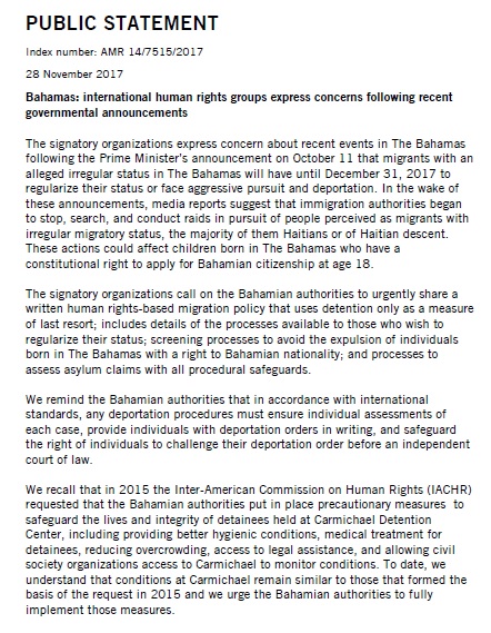 Imagen de Bahamas: international human rights groups express concerns following governmental announcements