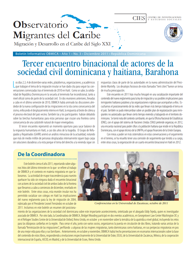 Portada de Boletín, Diciembre 2011