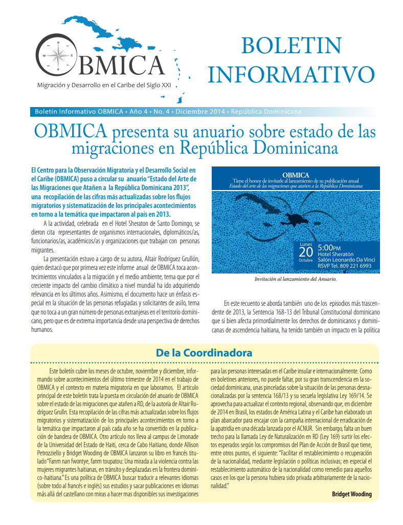 Portada de Boletín, Diciembre 2014