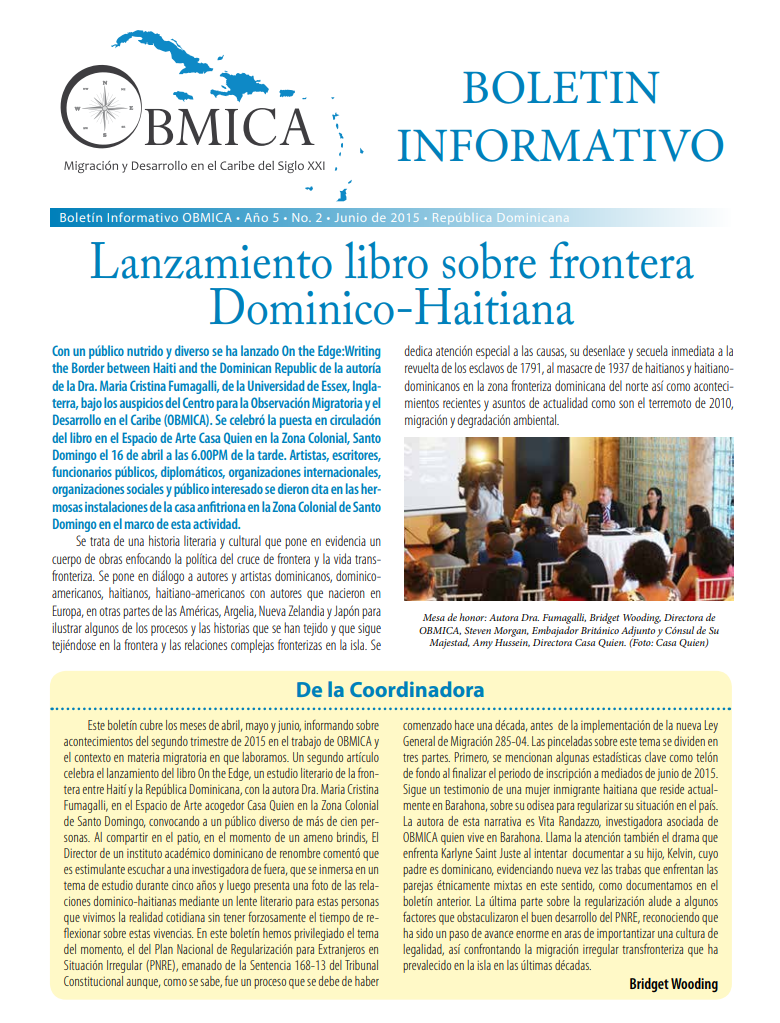 Portada de Boletín, Junio 2015