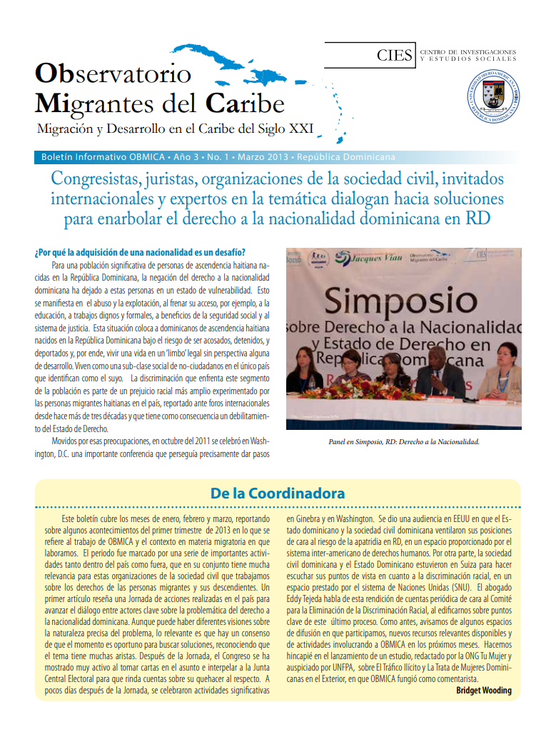 Portada de Boletín, Marzo 2013