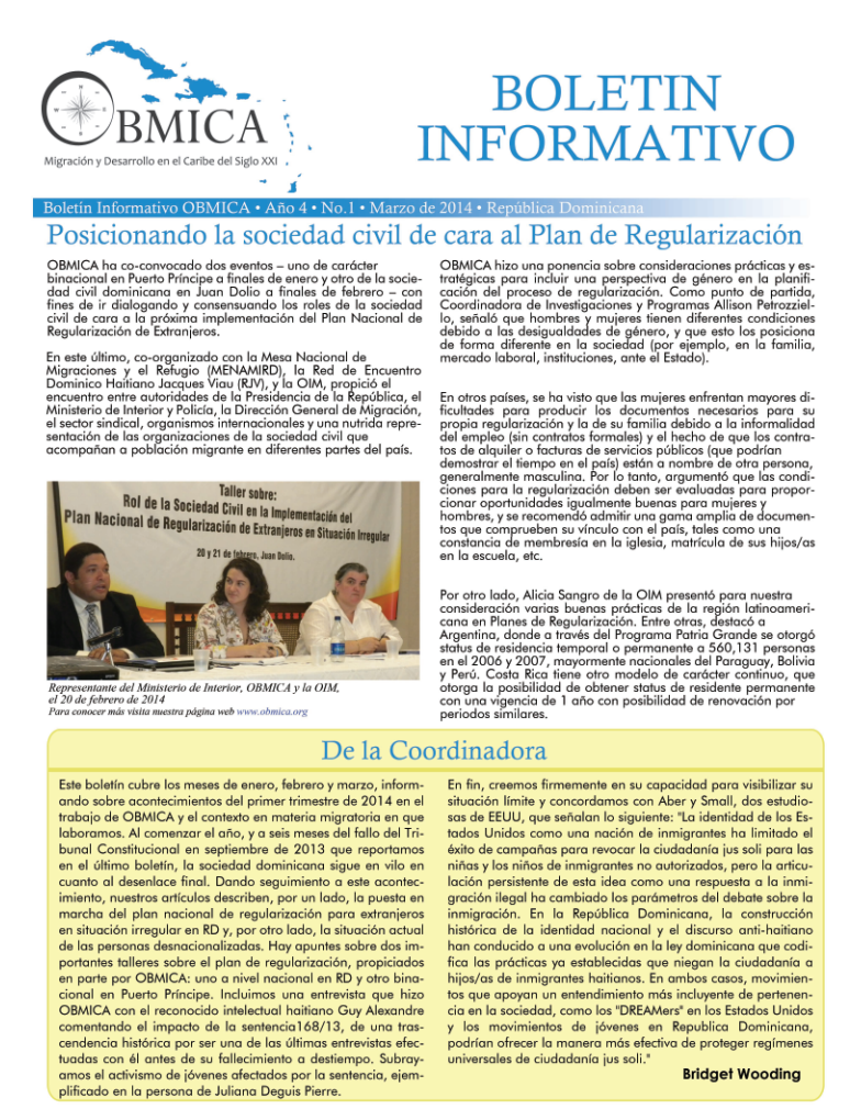 Portada de Boletín, Marzo 2014