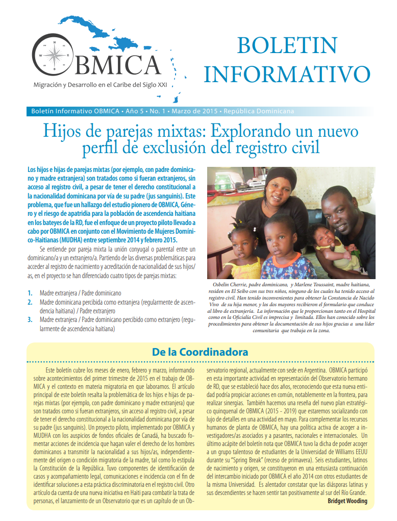 Portada de Boletín, Marzo 2015