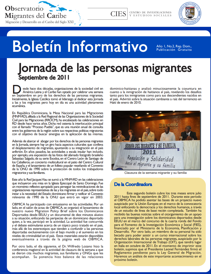 Portada de Boletín, Septiembre 2011
