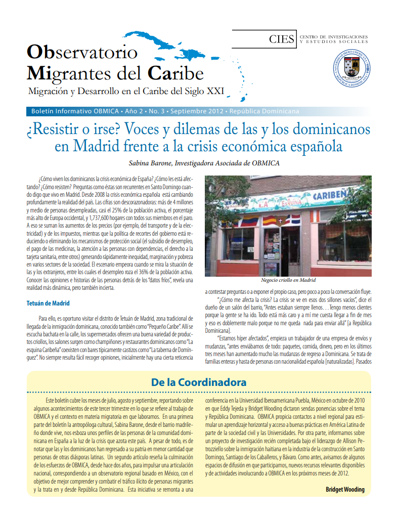 Portada de Boletín, Septiembre 2012