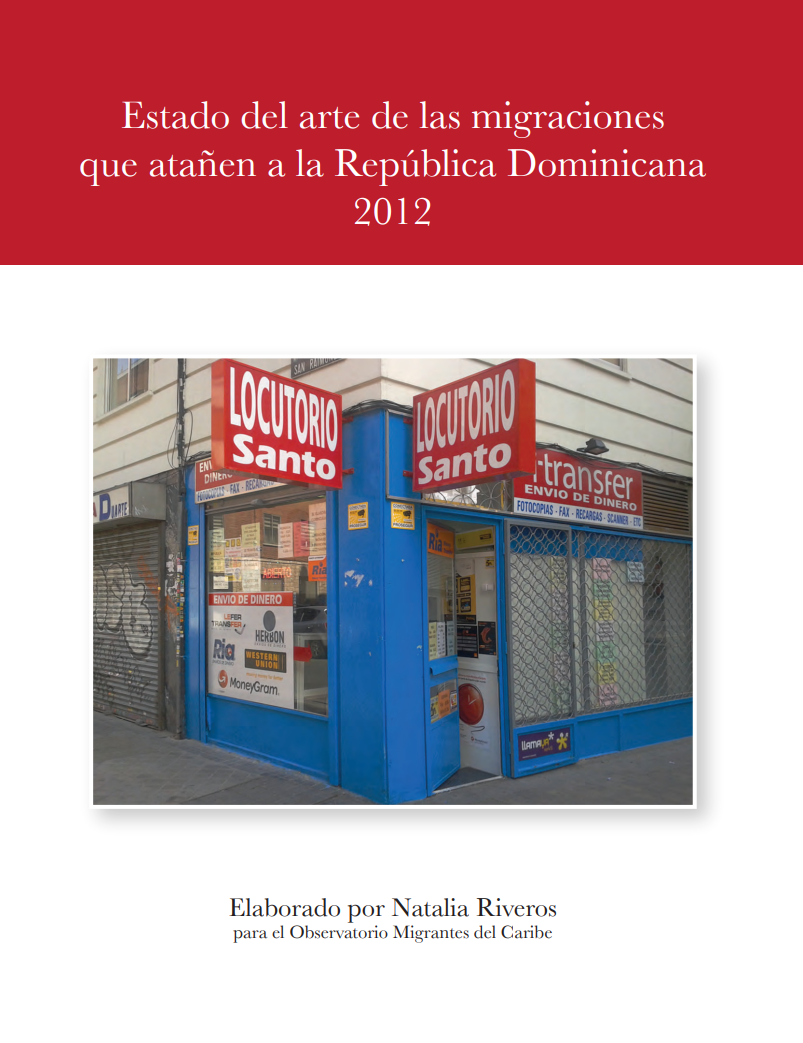 Portada de Estado del arte de las migraciones que atañen a la República Dominicana 2012.